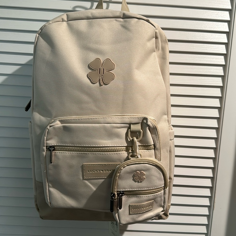 NWT Lucky Brand Ex-Large Laptop Backpack W/Mini Purse and adj. Straps.